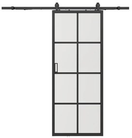 Drzwi przesuwne naścienne - aluminium i matowe szkło hartowane - wys. 205 x szer. 73 cm - WILDEN II