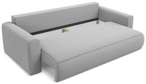 Jasnoszara aksamitna rozkładana/ze schowkiem sofa 238 cm Kapua – Makamii