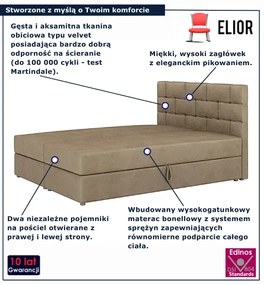 Brązowe łóżko kontynentalne 6 rozmiarów M6-F60