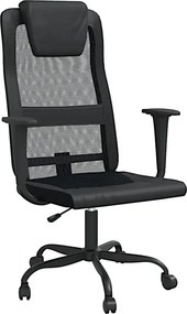 Czarne krzesło biurowe ergonomiczne z ekoskóry M8-L75