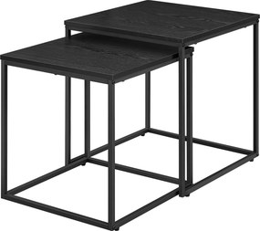 Komplet 2 czarnych kwadratowych stolików kawowych P7-B32
