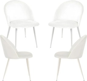 Zestaw 4 Krzese White Vint Aksamitne