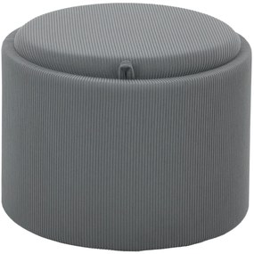 HOMCOM Składany Stołek z Miejscem do Przechowywania, Okrągły, Podnóżek, Sztruks, MDF, Szary