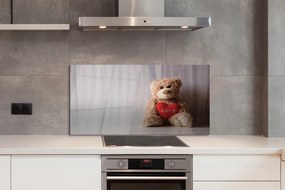 Szklany Panel Pluszowy Miś z Sercem