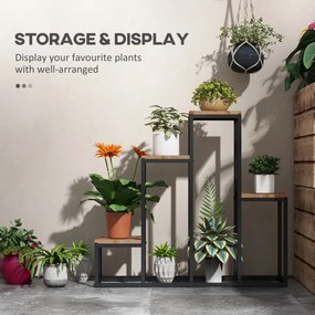 Outsunny Regał na kwiaty, 4 poziomy, wnętrze i zewnątrz, metalowa rama, 80 x 20 x 74 cm