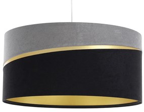 Szaro-czarna lampa wisząca z welurowym abażurem - A338 A8-D87