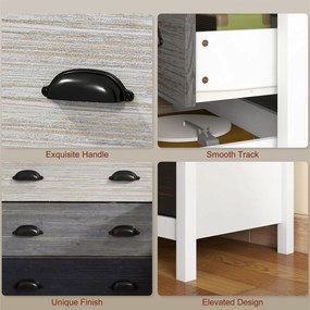 HOMCOM Kredens, Komoda, 5 szuflad, lakierowana powierzchnia, MDF &amp; drewno sosnowe, 70 x 38 x 85 cm, Biały