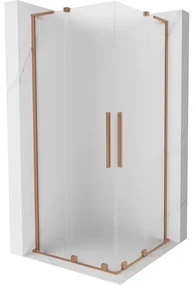 Mexen Velar L Duo kabina prysznicowa rozsuwana 100 x 100 cm, szron, miedź szczotkowana - 871-100-100-02-33-65