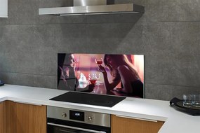 Panel szklany do Kuchni Ludzie z Kieliszkami