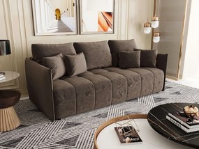 Brązowa welurowa sofa rozkładana W3-T93