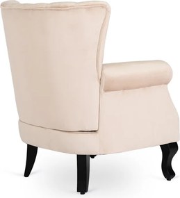 Fotel Uszak Wypoczynkowy MALLO Beżowy Welurowy Nowoczesny Glamour