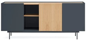 Antracytowo-naturalna niska komoda w dekorze dębu 180x78 cm Otto – Teulat
