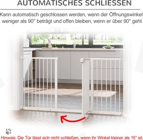 PawHut Bramka Ochronna dla Psów, Rozszerzalna, Montaż Na Zacisk, Metal, 136x76cm, Biały