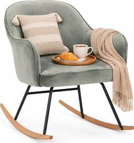 Szary aksamitny fotel bujany F4-R08