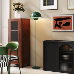 HOMCOM Lampa podłogowa, okrągły klosz, sterowanie nożne, długi kabel, elegancki design, stal, zielona