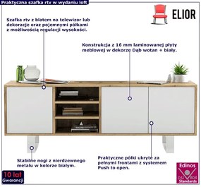 Industrialna szafka rtv dąb wotan + biały - Avila 6X