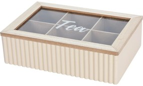 Pudełko na torebki herbaty Stripes beżowy, 24 x 7 x 16 cm