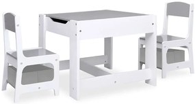 Szary wielofunkcyjny stolik z krzesłami dla dzieci F2-D90