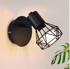 NETTLIFE Czarne reflektory ścienne Retro reflektory ścienne - E14 Regulowany kinkiet Vintage Kinkiet 1 płomień 350°40W