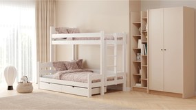 Łóżko piętrowe Lovic 80x200/140x200 z szufladami prawostronne - biały