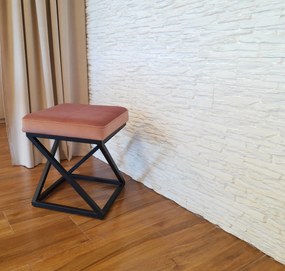 Pufa ZOA tkanina Welur loft ławka podnóżek metal : Kolor Stelaża - Czarny , Kolor tkaniny - VELVET - MG58, Typ tkaniny - Velvet