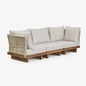 3-częściowa Modułowa Sofa Ogrodowa Z 2 Narożnymi Fotelami Z Drewna Akacjowego Dailin Akacja Brąz - Sklum