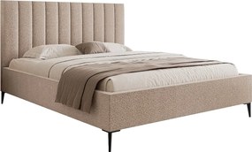 Mona SLIM III Łóżko tapicerowane do sypialni w tkaninie VELUTTO, 200x200 cm Beżowy