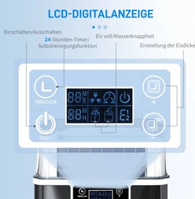 HOMCOM Maszyna do Lodu 20kg/24h Czarna 25,2x36x37,1cm | Aosom PL