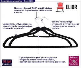 Czarny aksamitny komplet 100szt. wieszaków - Telafo 5X