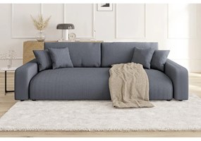 Ciemnoszara sztruksowa rozkładana sofa ze schowkiem 234 cm Sara – Ropez