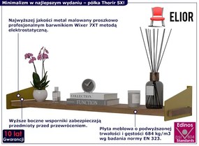 Wisząca półka z metalowymi wspornikami złoty + dąb lancelot Palmira 4X