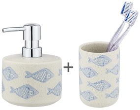 Biało-niebieski ceramiczny zestaw akcesoriów łazienkowych Aquamarin – Wenko