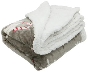 Szary koc ze świątecznym motywem z materiału sherpa 150x200 cm Snowman – My House