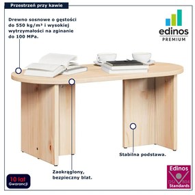 Naturalny drewniany stolik kawowy owalny L7-E75