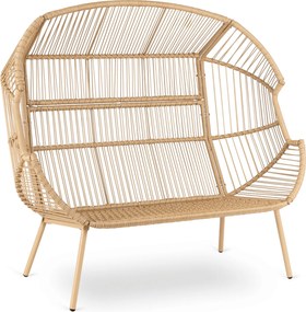 Fotel Ogrodowy KORYNT Dwuosobowy Kokon Szary Nowoczesny Boho