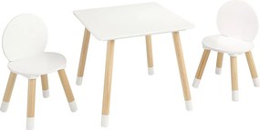 Ustawka Mebli dla Dzieci SucceBuy, Stoł i 2 Krzesła, Stoł do Rękodzieła, Zabaw, Rysowania i Czytania