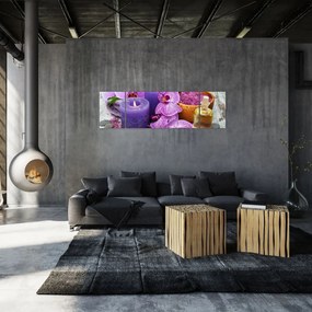 Obraz storczyków i świec (170x50 cm)