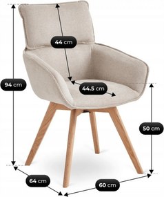 Krzesło Tapicerowane Obrotowe DIAS Beżowe Nowoczesne