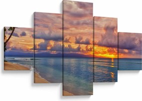 Obraz - Zachód słońca na plaży (125x70 cm)