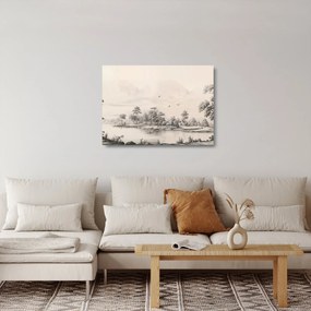 Obraz na szkle - Rysunek krajobrazu w stylu vintage (70x50 cm)