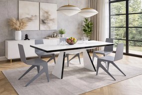Rozkładany stół w wysokim połysku Alan biały/czarny