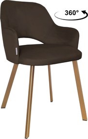 Krzesło Milano tkanina Welur noga metalowa : Kolor nogi - Złota profil, Kolor tkaniny - VELVET - MG05, Typ siedziska - Siedzisko obrotowe 360°