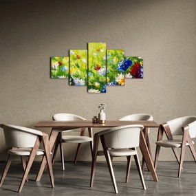 Obraz kwitnącej łąki, obraz olejny (125x70 cm)