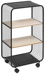 Półka mobilna NOIR, 3-poziomowa, metalowa, 43,3 x 28 x 74 cm