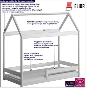 Białe łóżko dziecięce z barierkami - Rara 200x90 cm