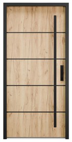 Stalowe pełne drzwi wejściowe ze stali nierdzewnej H207 x L100 cm efekt dębu - otwierane w lewo - LUSADA