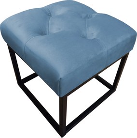 Pufa CHESTERFIELD tkanina Welur loft ławka podnóżek metal : Kolor Stelaża - Czarny , Kolor tkaniny - VELVET - MG33, Typ tkaniny - Velvet