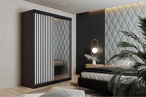 Szafa przesuwna z lustrem lamele MALANI 138 grafit + biały