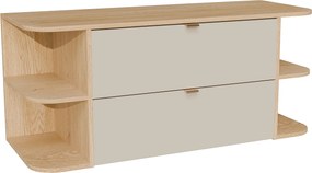 Szafka pod umywalkę wisząca z wnękami - Beżowy i Jasnodrewniany - 120 cm LAVENA