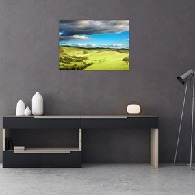 Obraz - Zielony krajobraz ze wzgórzami (70x50 cm)